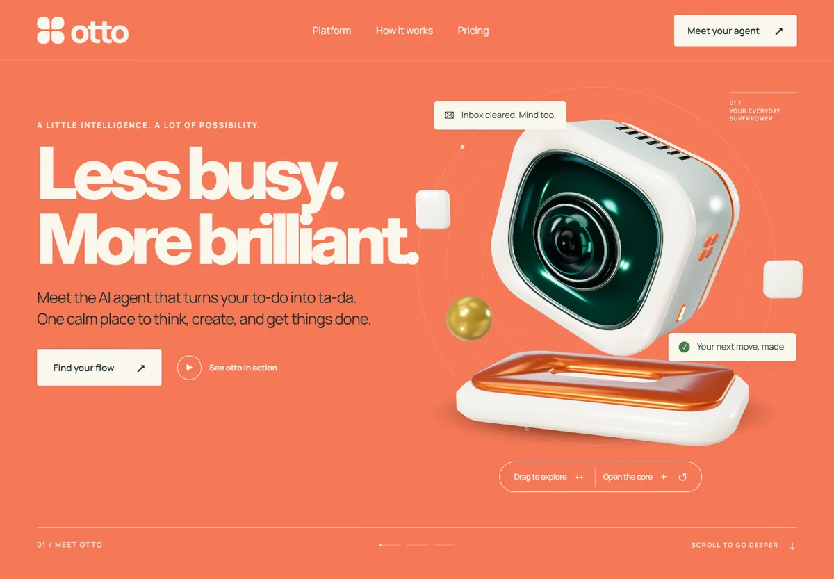 otto — Less busy. More brilliant. — hero screenshot